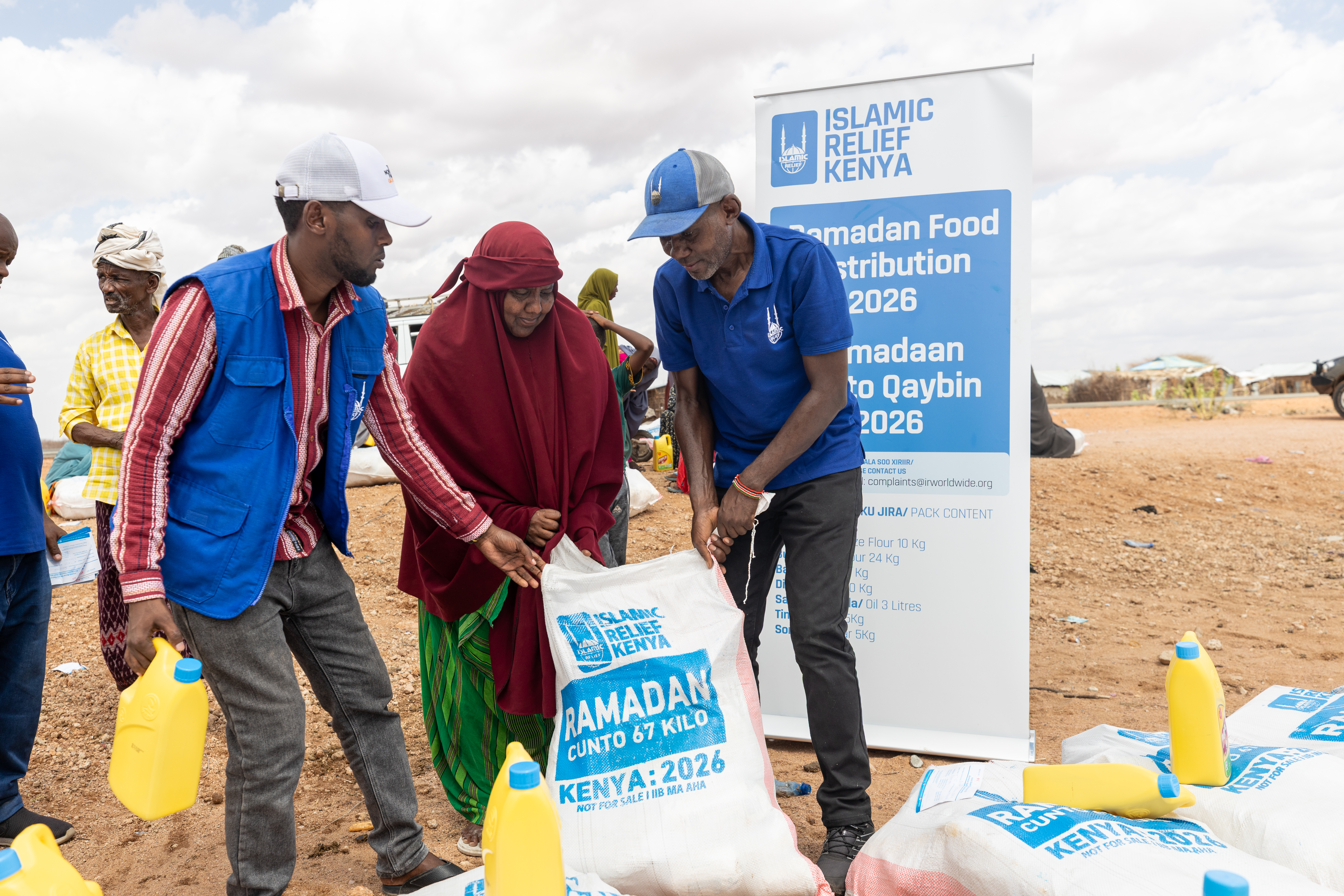 Woman distributing food